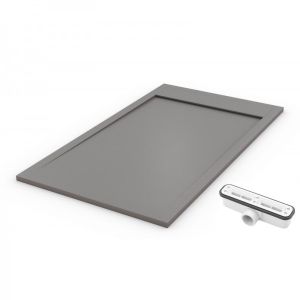 Plato de ducha de resina gris  - 70x200cm - mod. Ambiente válvula + tapa