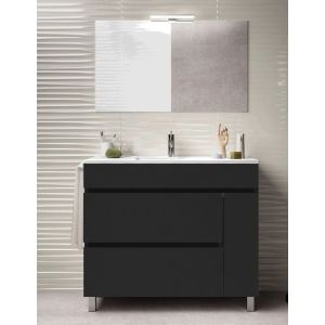 Mueble de baño caprera, lavabo y espejo 70x45cm grafito
