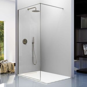 Mampara fija ducha 100  cm 1 hoja fresh arena gun metal barra simple