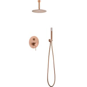 Conjunto ducha monomando empotrado top oro rosa cepillado