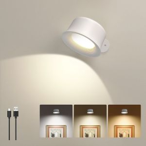 Aplique de pared sin cables táctil giratorio con mando blanco