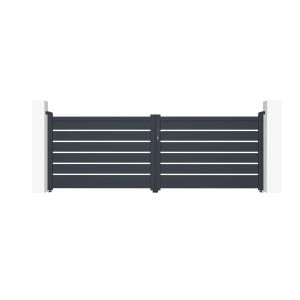 Pack puerta batiente vogel 3,5 m h.120cm + puerta peatonal 1m h.120cm gris