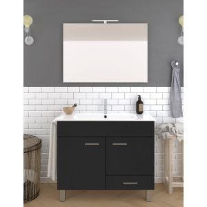 Mueble de baño samos, lavabo y espejo 90x45cm grafito