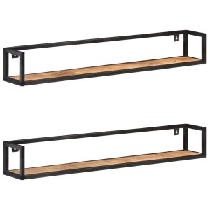 Estantes de pared 2 unidades 120 cm madera de mango rugosa es2294