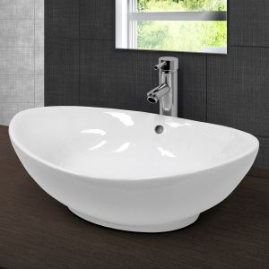 Lavabo sobre encimera 590x390x200 mm blanco ecd germany