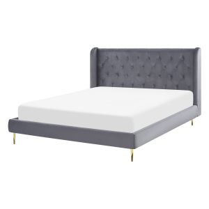 Cama terciopelo forbach 140 x 200 cm gris