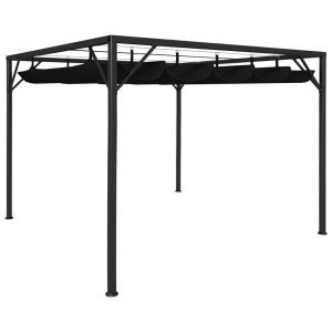 vidaXL cenador de jardín con tejado retráctil gris antracita 3x3 m