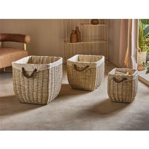 Contenedor mimbre interior yute 54 cms. S/3 54x54x51 cms