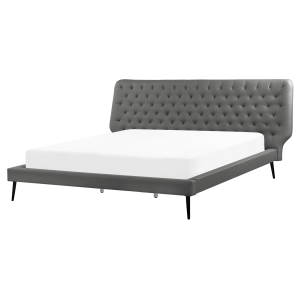 Cama piel sintética essonne 160 x 200 cm gris