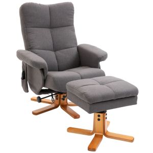 Sillón de masaje 80x86x99 cm poliéster, madera color gris Homcom