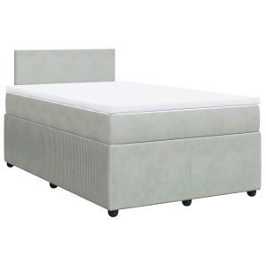 vidaXL cama box spring con colchón terciopelo gris claro 120x200 cm