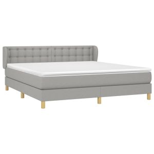 vidaXL cama box spring con colchón tela gris claro 160x200 cm