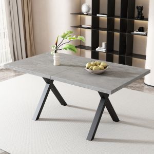 Mesa de comedor rectangular estilo industrial mdf gris negro 76x140x80cm