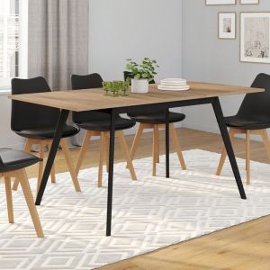Mesa de comedor extensible inga de madera negra 150 cm