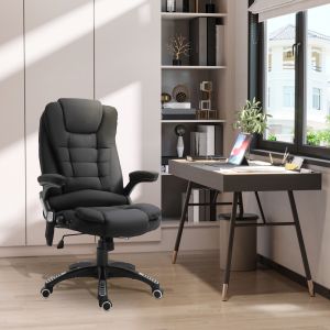 Silla oficina ergonómica negra con masaje y calefacción