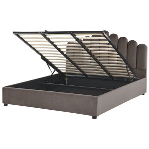 Cama con almacenaje vincennes terciopelo gris pardo 180 x 200 cm