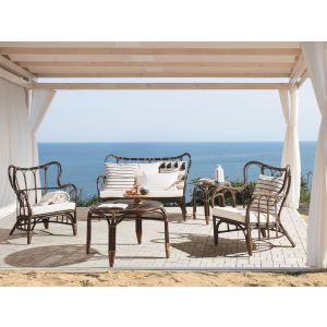 Conjunto de jardín con mesa 4 plazas brindisi ratán marrón oscuro