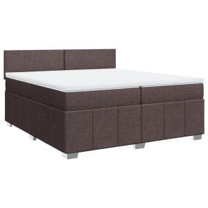 vidaXL cama box spring con colchón tela marrón oscuro 200x200 cm