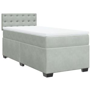 vidaXL cama box spring con colchón terciopelo gris claro 90x190 cm