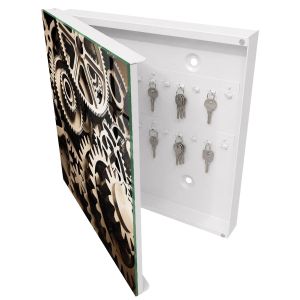 Armario para llaves decorativo 30x30x5, apertura izquierda blanca