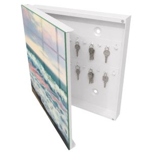 Guardallaves decorativo 30x30x5 marina, apertura izquierda blanca