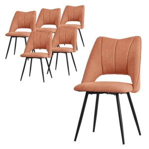 Juego 6x sillas de comedor sillón tapizado asiento naranja poliéster