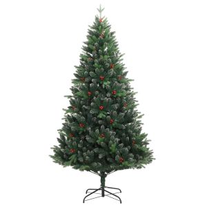 Árbol de navidad artificial con bisagras y frutos rojos 150 cm es9331