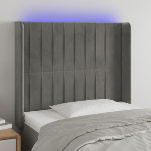 Cabecero con LED de terciopelo gris claro 83x16x118/128 cm eso2529
