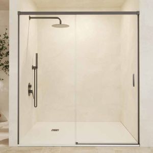 Mampara ducha corredera 1 puerta 1 fijo | black gun 140cm (adap.136,1-141)