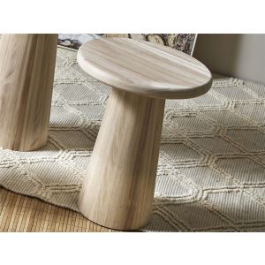 Mesa de centro redonda madera natural 50 cms. 40dx50 cms
