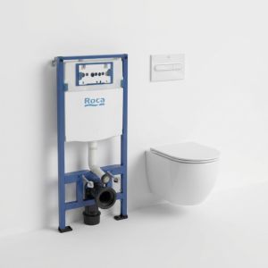 Pack cisterna roca duplo + pl1 blanco brillo + wc round pro total clean