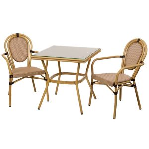 Conjunto atenas, mesa y 2 sillas marrón claro