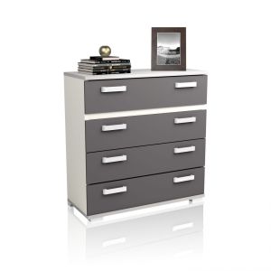 Cómoda chifonier amplia de 4 cajones 89x89,6 cm ataneq blanco - grafito