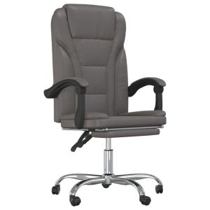 Silla de oficina de piel sintética gris con asiento