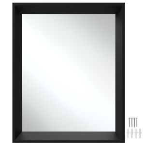 Espejo de pared rectangular de poliestireno 40,6 x 3,8 x 50,8 cm negro