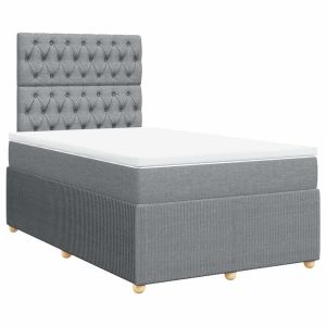 vidaXL cama box spring con colchón tela gris claro 120x190 cm