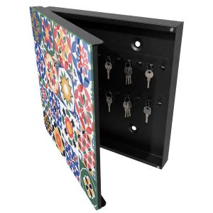 Caja guarda llaves 30x30x5 mosaico floral, apertura izquierda tulup