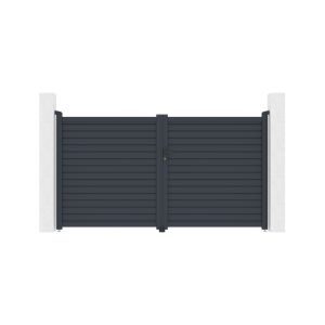 Puerta batiente calancia 3m alt.160cm aluminio gris + motor