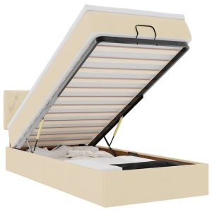 vidaXL cama otomana con colchón de tela color crema 100x200 cm