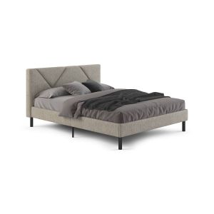 Cama doble morpheus, acolchada, en tela gris