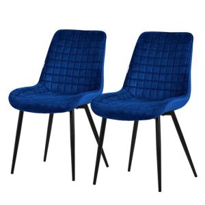 Juego 2x sillas de comedor de polipiel azul oscuro diseño