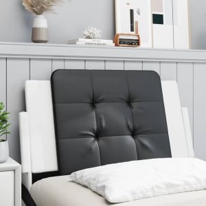 Cabecero de cama acolchado cuero sintético negro y blanco 90 cm eso5930