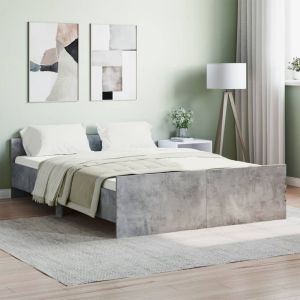 Cama con cabecero piecero gris hormigón 140x190cm