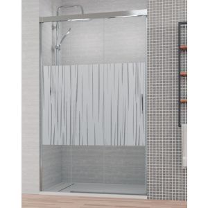 Mampara ducha frontal 3 cristales | cromo 145 cm (adaptable 140,1-145cm)