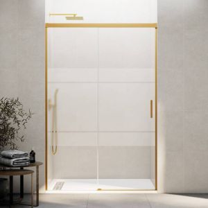 Mampara frontal basic fijo + corredera serigrafiado oro 165 cm