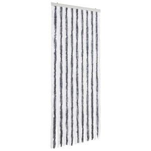 vidaXL cortina mosquitera de chenilla gris y blanca 56x185 cm