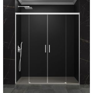 Mampara basic spazio 2 puertas + 2 fijos transparente blanco 200 cm