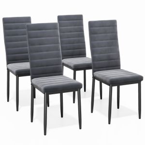 Sillas de comedor de terciopelo gris oscuro - 4 unidades