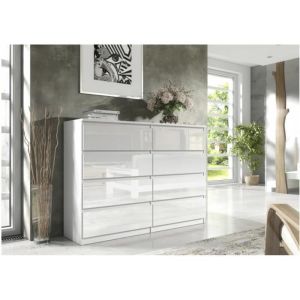 Cómoda 8 cajones - 120 cm - blanco glossy