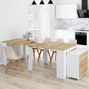 Mesa buffet extensible - blanca madera - 235 cm